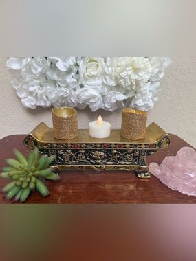 Vintage Brass Boho Candle Alter
